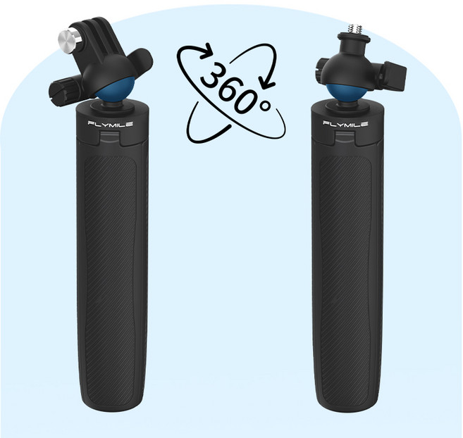 FLYMILE 볼헤드 연장 삼각대 포켓3 인스타360 X5 오스모 액션6 고프로13 에이스프로2 호환 360도 각도조절 4단 신축 1/4나스&투클로우 타입 휴대용 촬영 액세서리, 1개, 2집게