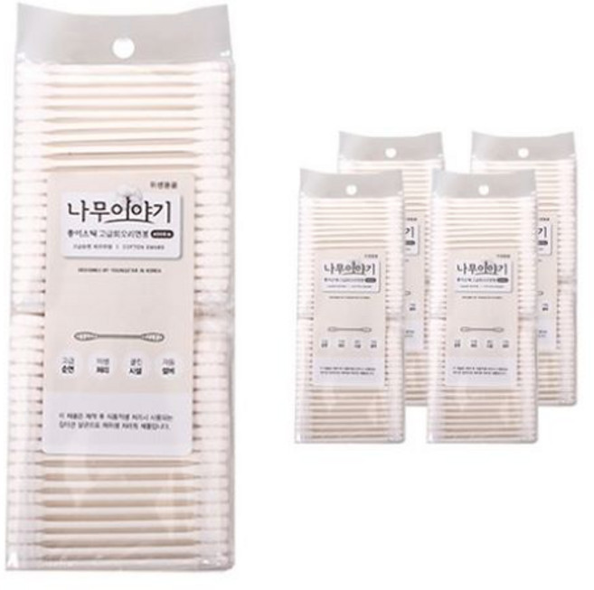 나무이야기 회오리형 종이스틱 면봉, 400개입, 5개