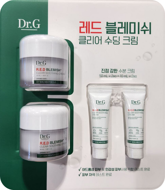 닥터지 레드 블레미쉬 클리어 수딩크림 50ml(2ea)+10ml(2ea) 시카 수분 진정, 1개