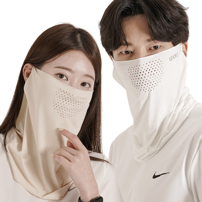 르포스 자외선차단 쿨 스포츠 골프 마스크 1+1, 스킨베이지+화이트, 1세트