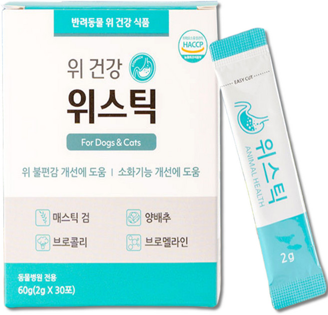 위스틱 강아지 고양이 위 건강 불편감 소화 보조, 1개