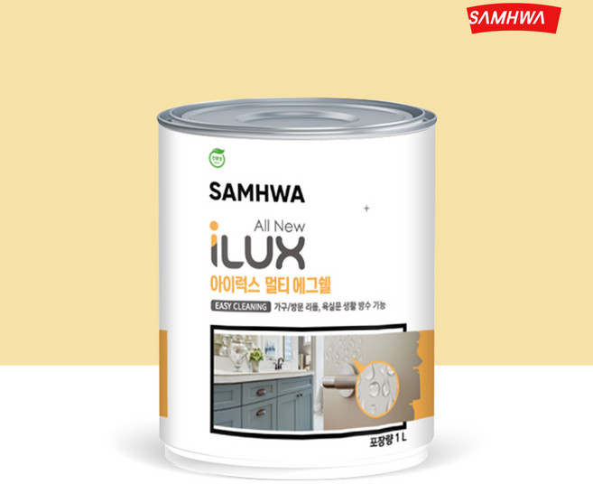 삼화페인트 아이럭스 멀티 에그쉘 목재 몰딩 방문 싱크대 가구페인트 계란광, 옐로우 핀(SH S 0520-Y), 1L, 1개