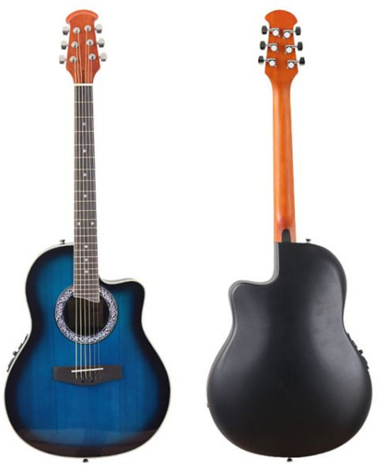 입문용기타 라미네이트 가문비 나무 일렉트릭 어쿠스틱 기타 6 현 라운드 백 오베이션 모델 41 인치 컷어웨이 디자인 포크 기타, M5 Blue color, 1개