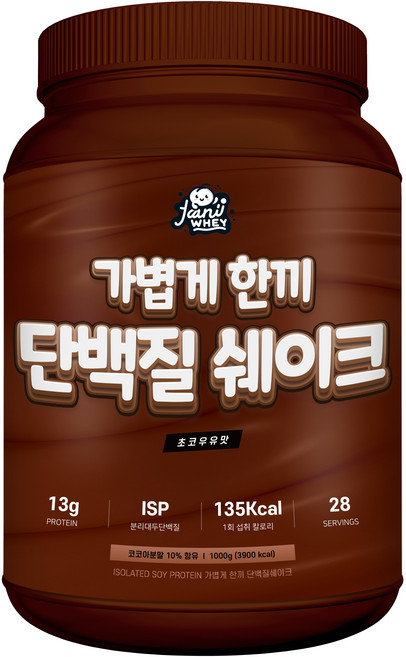 자니웨이 가볍게한끼 식사대용 프로틴 단백질쉐이크 초코맛, 1개, 1kg