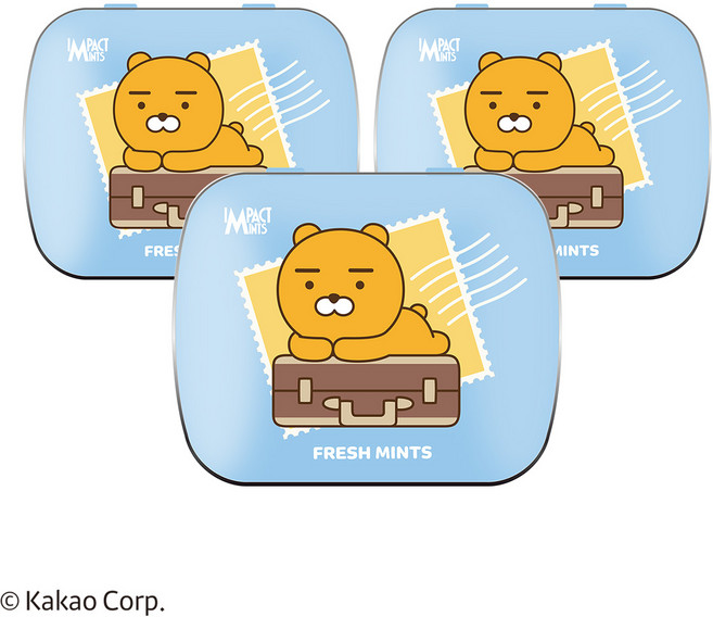 임팩트 민트 카카오프렌즈 캔디 프레쉬민트 무설탕 사탕, 15g, 3개
