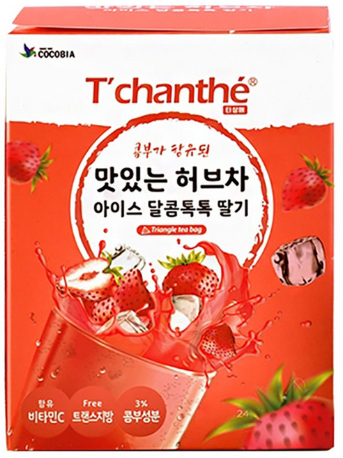 티샹떼 54 맛있는 허브차 아이스달콤톡톡 딸기 삼각망 20티백 1박스 54개, 20개입, 1.2g