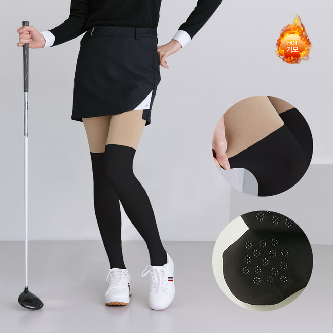 슬로비 300D UV차단 논슬립 기모 투톤 골프 스타킹