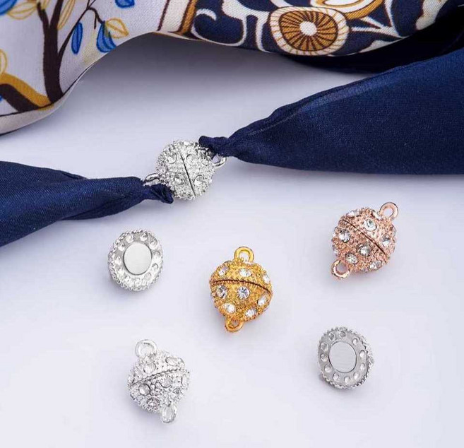 스카프고정자석 마그네틱 버클 의류 스카프 고정 브로치 포인트 악세사리 세트, 1개, 2. 골드 2+실버 1