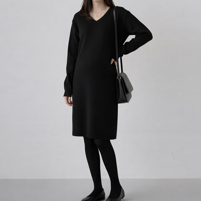 [당일출고] 수엠W 임산부 V넥 니트원피스 출산전후 하객룩 모임룩 출근룩 P07 르벨V원피스