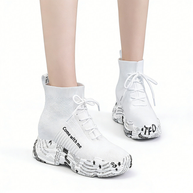 차쿠 여성 속굽 8cm 키높이 삭스 스니커즈 운동화 2컬러