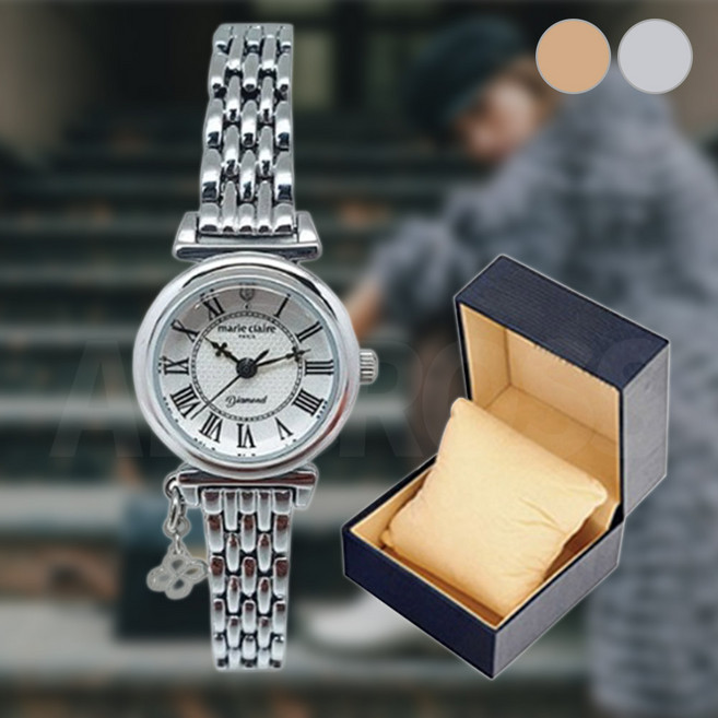 마리끌레르 리얼 다이아몬드 여성 여자 클래식 고급 패션 잡화 메탈 쿼츠 손목 워치 시계 MCLA 002 MRG MS