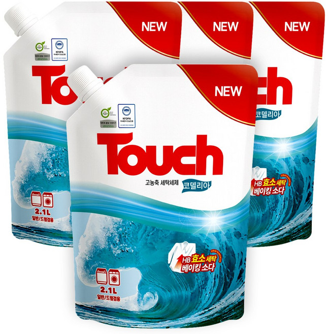 터치 고농축 세탁세제 코델리아 파우치형, 4개, 2.1L