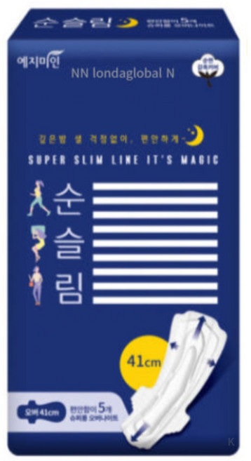 예지미인 순슬림 슈퍼롱 오버나이트 생리대 날개형, 오버나이트 이상, 5개입, 5개