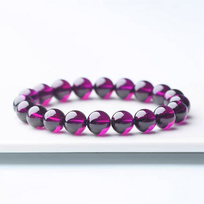 옥 팔찌 구슬 혼주 천연 주얼리 임페 크리스탈 브라질 퍼플 가넷