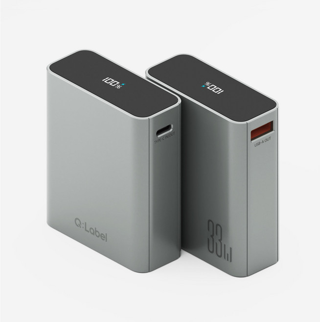 Q:Label 큐레이블 보조배터리 30W 초고속 충전 10000mAh (60W C to C 케이블 증정)(C-타입 USB 호환), 그레이