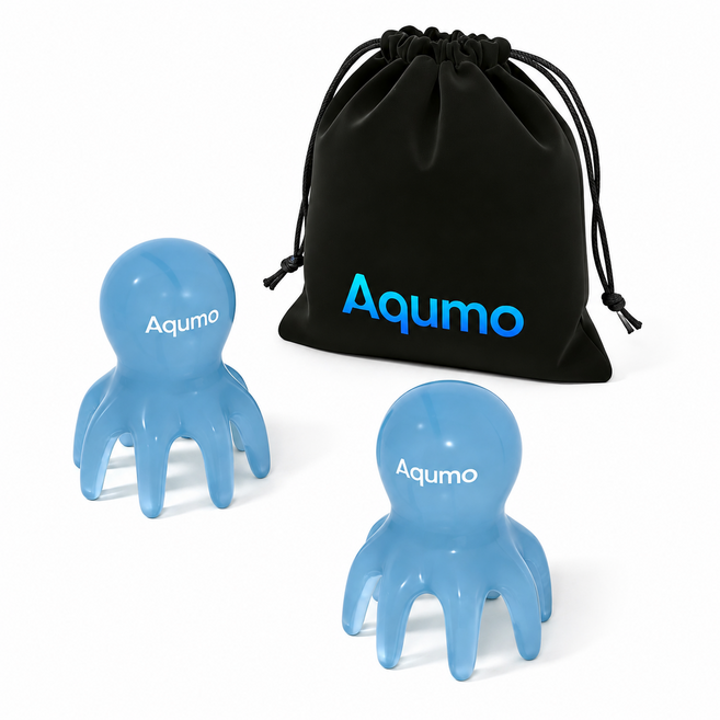 Aqumo 문어 두피 괄사 마사지기, 블루, 1세트