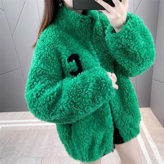 TKX 후리스 여성용 겨울 가벼운 따뜻한 양털 자켓 아우터 사무실 배색 집업