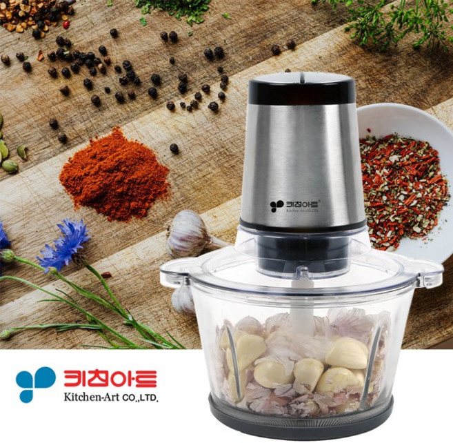 키친아트 2L 마늘박피기 만능다지기 마늘까는기계 마늘까기 고기분쇄기 마늘가는기계 유리초퍼 마늘믹서기 이유식, 본상품선택, 본상품선택, 1개