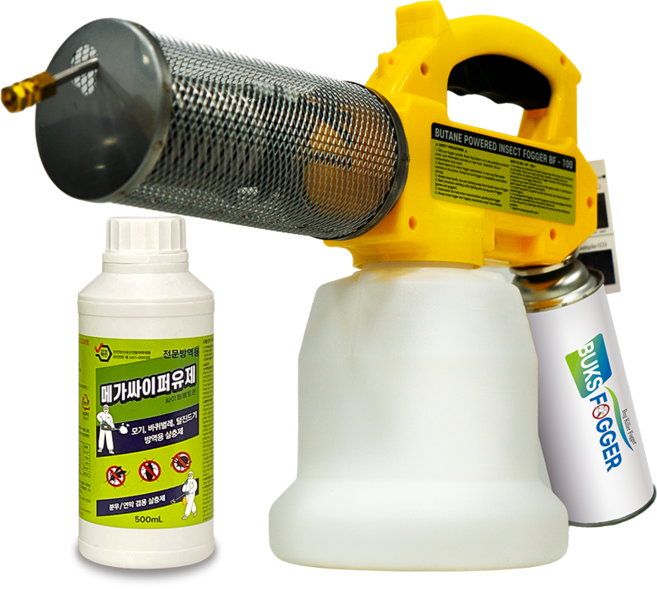 벅스포거 소형 미니 연막기 BF-102 국내 생산 유럽식 디자인 휴대용 방역기 연무기 모기 파리 해충 퇴치 방충 방역, 연막기 + 살충제 500ml