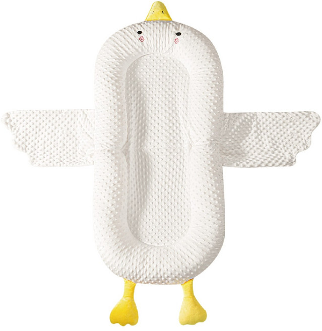 MUSI 嬰兒床中床 仿子宮設計 寶寶安睡神器, 防吐奶可折疊床中床-大白鵝+防吐奶