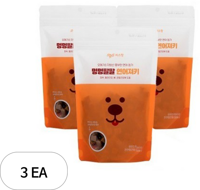 멍멍팔팔 강아지 간식 져키, 연어, 200g, 3개