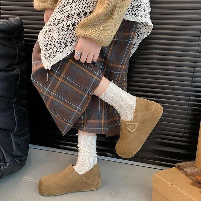 미노스토리 스웨이드 뽀글이 털신발 단화