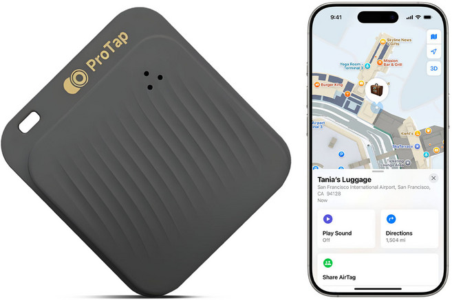 ProTap 스마트태그 MFi 애플인증 Find My 신지태그 트래커 스마트태그 위치추적기, 1개, 다크 그레이