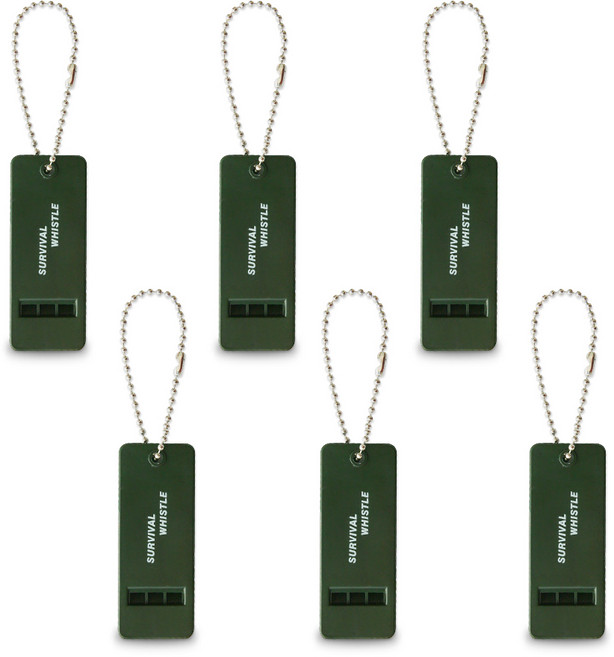 엠파이어 밀리터리 구조 호루라기 호각 등산 캠핑 WH50, 카키, 6개