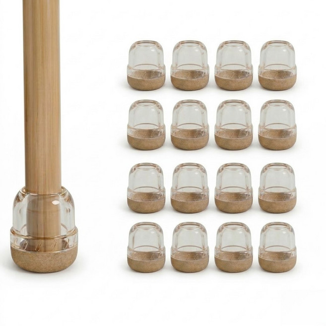 케디브 소음방지 잘밀리는 식탁 의자 발커버, 16개, 브라운