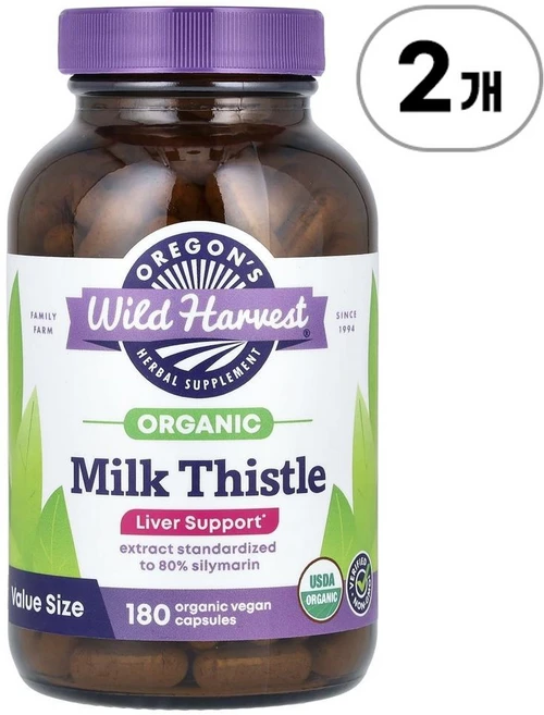 오리건스 와일드 하베스트 유기농 밀크씨슬 Oregon's Wild Harvest Organic Milk Thistle 180정 - 쿠팡