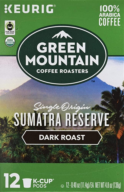 Green Mountain Coffee Roasters 수마트라 리저브 커피 큐리그 1인용 K컵 포드 다크 로스트 32개, 12 Count (Pack of 1)