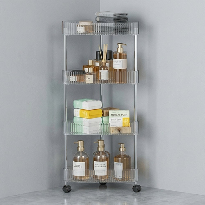 라인모드 코너형 화장실 삼각 욕실 선반, 1개, 투명