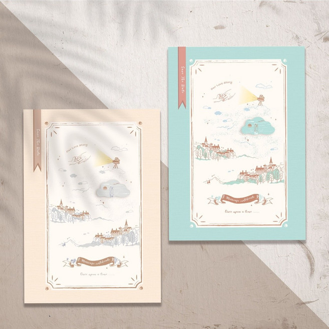 印印time 結婚書約夾《童話風》 硬殼質感/夢幻設計（不含書約）, 奶油（左）