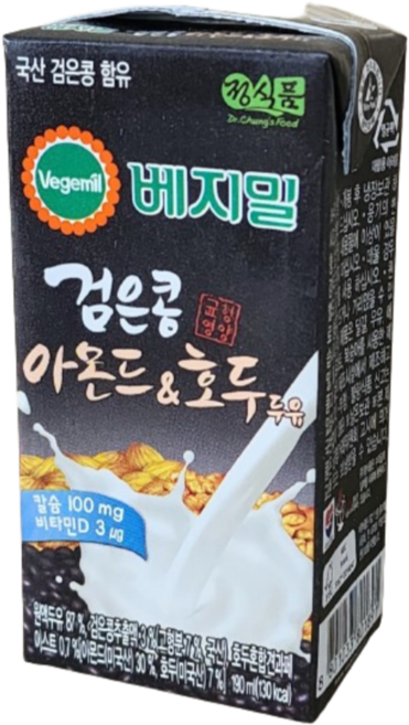(안전박스포장) 베지밀 검은콩 아몬드& 호두 두유팩, 190ml, 40개