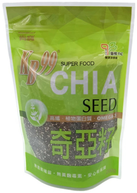 肯寶KB99奇亞籽-高纖Omega-3 無農藥殘留, 200g, 1個