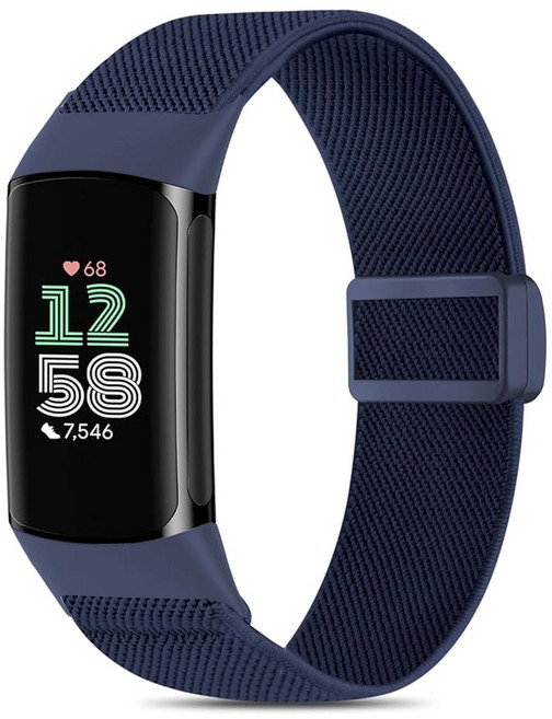 핏비트 충전 6밴드/핏비트 충전 5밴드와 호환되는 에버액트 마그네틱 신축성 나일론 충전 5/6 스마트워치 여성용 탄성 패브릭 스포츠 조절 손목 밴드 스트랩