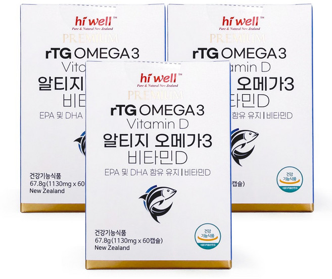 하이웰 프리미엄 알티지 rTG 오메가3 비타민D (2개월분), 3개, 60정