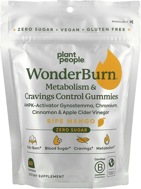 몸관리하세요 겨울입니다 Plant People wonderBurn® 신진대사 및 식욕 조절 구미젤리 잘 익은 망고 구미젤리 60개 특별관리진행, PlantPeoplewonderBurn신진대사및식욕조절 - 쿠팡