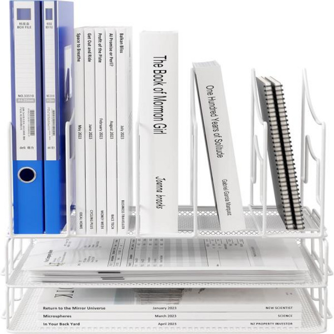 3단 A4 메쉬 트레이 스택형 책상 정리함 파일 랙 잡지 보관 내구성 있는 금속 종이