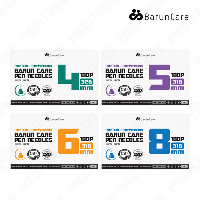 국내생산 바른케어 인슐린 멸균 바늘 펜니들 모음 1박스 100매입, 1개