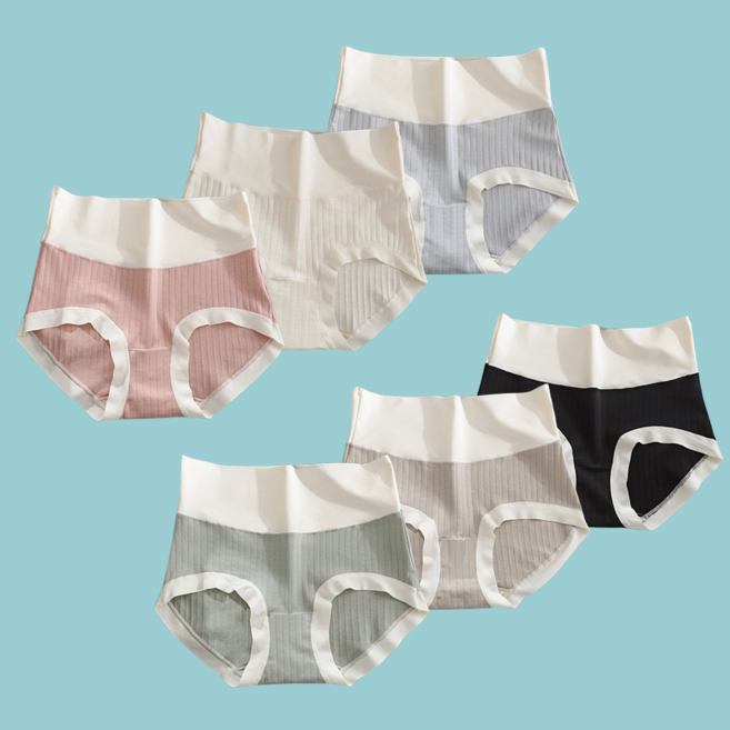 cikicoco 하이웨스트 고탄력 면 스판 여성 팬티 6종 세트