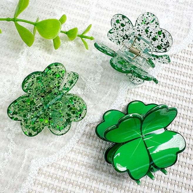 싼비즈 [H-053]헤어집게핀 네잎클로버 2종 1개