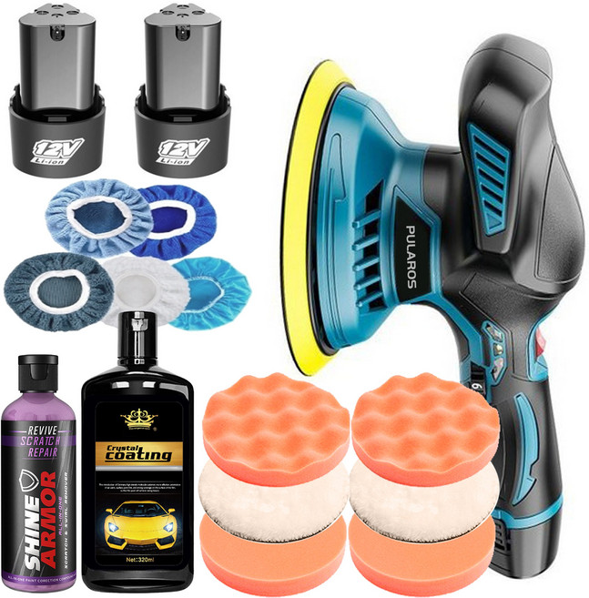 풀라로스 무선 자동차 광택기 흠집제거 광택복원 유리 유막제거 차량관리 듀얼 폴리셔, [선택B]자동차 페인트 보호 패키지(배터리 2개)