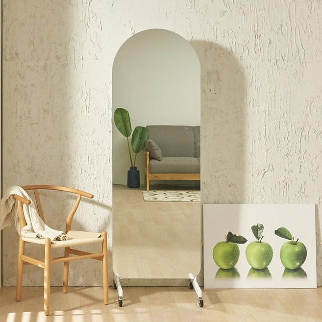 알루아 600 이동식 양면 전신거울 YJ1043, 화이트