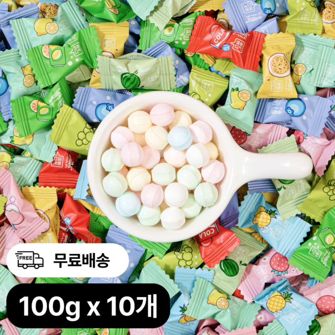 샤오커오라 민트향 비타민C 과일 12종 믹스 베트남 무설탕 사탕 캔디, 10개, 100g