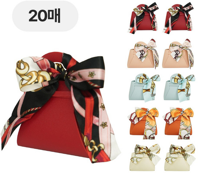 디어플레이스 미니 가죽 구디백 답례품 선물 간식 가방, 20개, 초미니_혼합색상