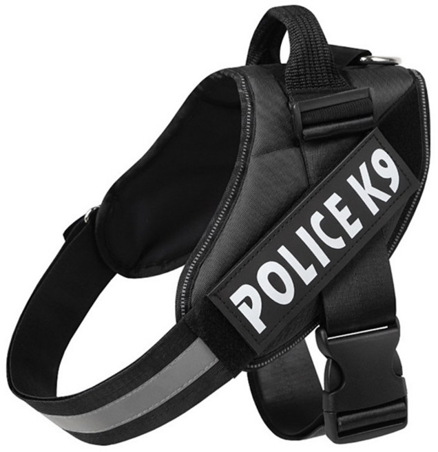 비즈코리아 폴리스 K9 하네스 아기 새끼 강아지 중형견 대형견 리트리버, 블랙