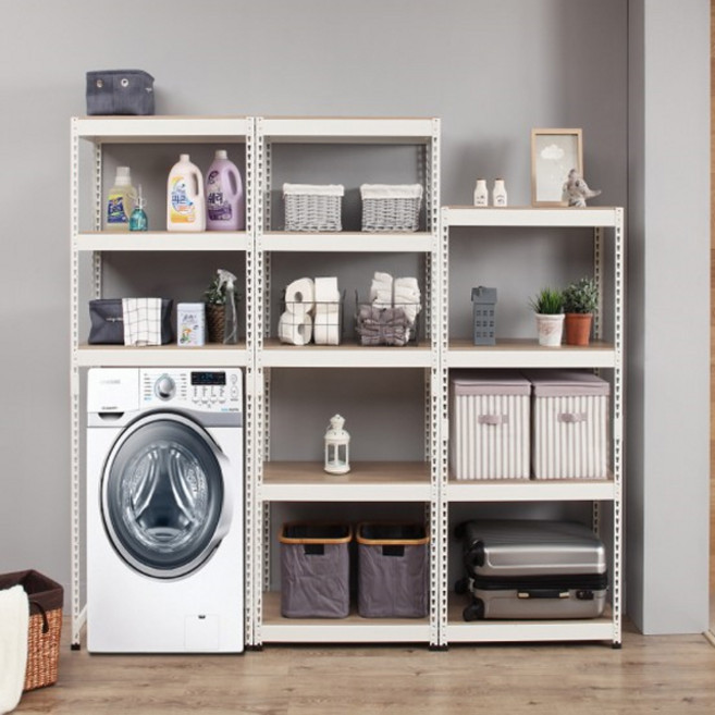 스피드랙 5단 다용도 앵글 선반 가로 900 깊이 800 높이 1900 철제 무볼트 경량랙, 스피드랙 5단_900x800x1900_화이트