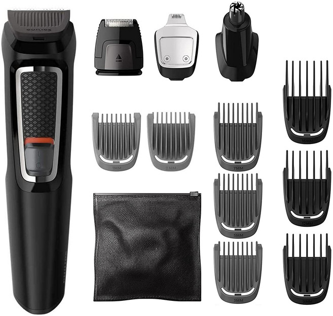 PHILIPS Norelco 바리깡 클리퍼 면도기 멀티그룸 올인원 페이스 헤어 트리머 시리즈 3000 15피스 MG3910/40, 기본, 기본