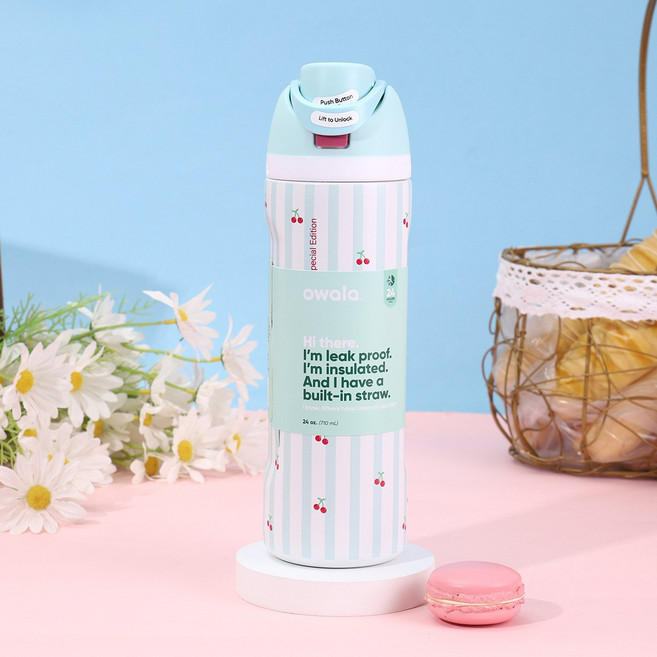 오왈라 Owala FreeSip 프리십 인슐레이티드 텀블러 24oz-710ml, 710ml, 울블루 [체리]